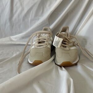 Adidas Light Tan Sneakers with White Stripes
